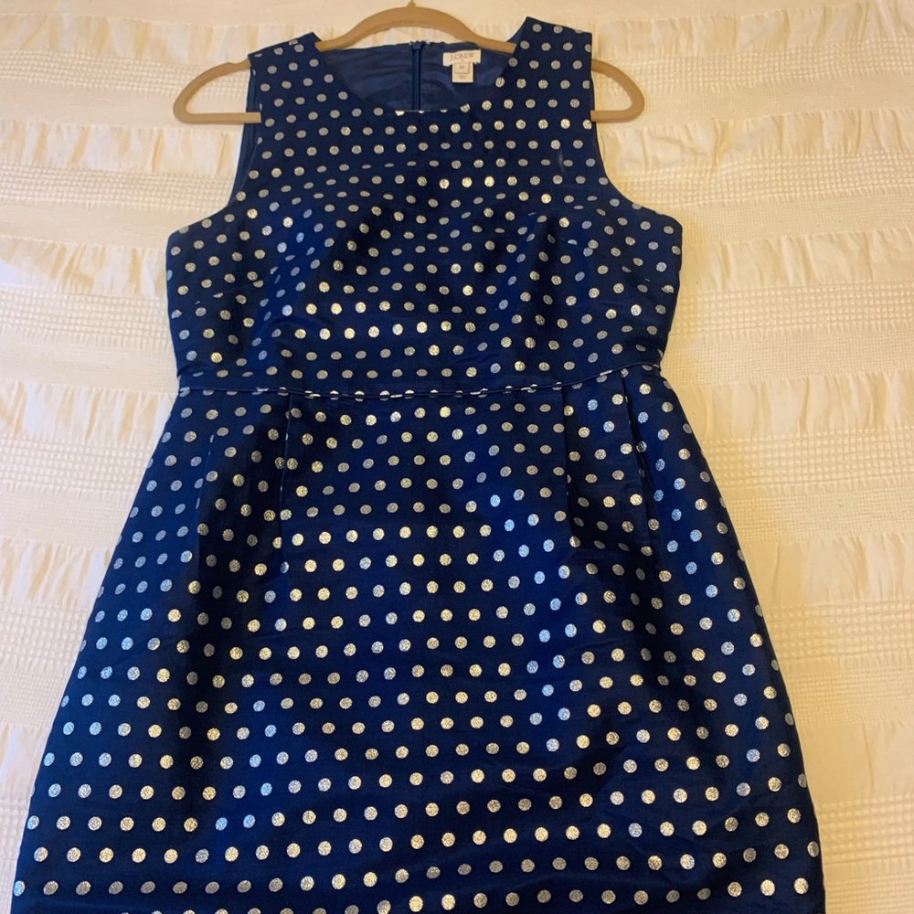 Navy polka dot j crew fitted dress size 10